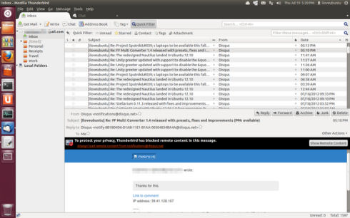 Mozilla Thunderbird 15 с обновленным интерфейсом