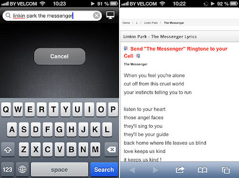 Поиск текстов песен Instalyrics для iOS