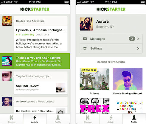 Ресурс Kickstarter выпустил мобильное приложение для iOS