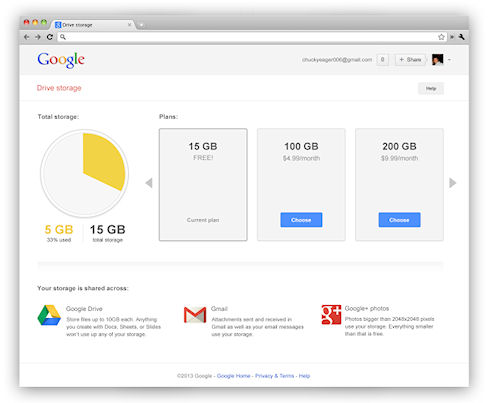 Google объединяет дисковые квоты своих сервисов