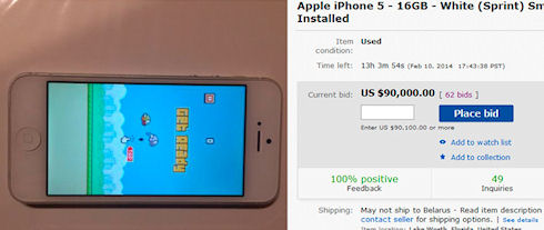 iPhone 5 с игрой Flappy Bird продается на eBay за 90 тыс долларов