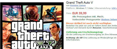 Grand Theft Auto V для PC появилась на Amazon